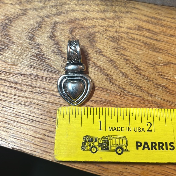 Costume Silver-tone & Gold-tone Heart With Black Outline Pendant 👠 - Picture 12 of 13